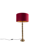 QAZQA Art Deco tafellamp brons 35 cm velours kap - Torre - Rood