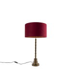QAZQA Art Deco tafellamp brons velours kap 35 cm - Pisos - Rood