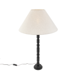 QAZQA Art deco tafellamp met linnen kap beige 50 cm - Torre - Zwart