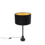 QAZQA Art deco tafellamp met velours kap 35 cm - Pisos - Zwart