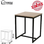 Urban Living Bijzettafel - Side Table - Industrieel Design - Houte Blad - 40 X 40 X 50 Cm - Zwart