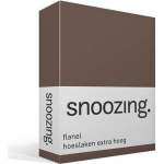 Snoozing - Flanel - Hoeslaken - Extra Hoog - 120x200 - Taupe - Bruin