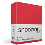 Snoozing - Flanel - Hoeslaken - Extra Hoog - 180x200 - - Rood