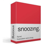 Snoozing - Flanel - Hoeslaken - Extra Hoog - 200x200 - - Rood