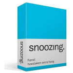 Snoozing - Flanel - Hoeslaken - Extra Hoog - 200x200 - - Blauw