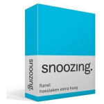 Snoozing - Flanel - Hoeslaken - Extra Hoog - 180x210/220 - - Blauw