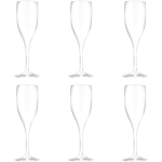 Santex Set Van 6x Stuks Champagne/prosecco Flutes Glazen Wit 150 Ml Van Onbreekbaar Kunststof - Champagneglazen