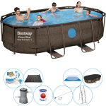 Bestway Power Steel Swim Vista Ovaal 427x250x100 Cm - Zwembad Comfort Pakket - Bruin