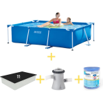 Intex Zwembad - Frame Pool - 220 X 150 X 60 Cm - Inclusief Solarzeil, Filterpomp & Filter - Blauw