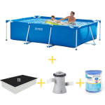 Intex Zwembad - Frame Pool - 260 X 160 X 65 Cm - Inclusief Solarzeil, Filterpomp & Filter - Blauw