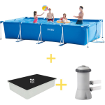Intex Zwembad - Frame Pool - 450 X 220 X 84 Cm - Inclusief Filterpomp & Solarzeil - Blauw