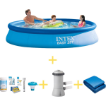 Intex Zwembad - Easy Set - 366 X 76 Cm - Inclusief Ways Onderhoudspakket, Filterpomp & Grondzeil - Blauw