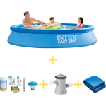Intex Zwembad - Easy Set - 305 X 61 Cm - Inclusief Ways Onderhoudspakket, Filterpomp & Grondzeil - Blauw