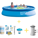 Intex Zwembad - Easy Set - 396 X 84 Cm - Inclusief Ways Onderhoudspakket & Filterpomp - Blauw