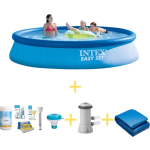 Intex Zwembad - Easy Set - 396 X 84 Cm - Inclusief Ways Onderhoudspakket, Filterpomp & Grondzeil - Blauw