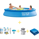 Intex Zwembad - Easy Set - 305 X 61 Cm - Inclusief Ways Onderhoudspakket, Filterpomp & Grondzeil - Blauw
