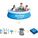 Bestway Zwembad - Fast Set - 183 X 51 Cm - Inclusief Ways Onderhoudspakket, Filterpomp & Grondzeil - Blauw