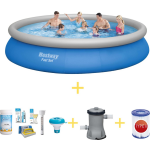 Bestway Zwembad - Fast Set - 457 X 84 Cm - Inclusief Ways Onderhoudspakket, Filterpomp & Filter - Blauw