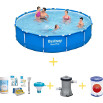 Bestway Zwembad - Steel Pro - 396 X 84 Cm - Inclusief Ways Onderhoudspakket, Filterpomp & Filter - Blauw