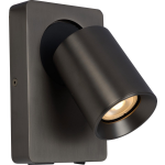 Lucide Nigel - Wandspot - Led Dimb. - Gu10 - 1x5w 3000k - Met Usb Oplaadpunt Staal - Zwart