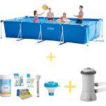 Intex Zwembad - Frame Pool - 450 X 220 X 84 Cm - Inclusief Filterpomp & Ways Onderhoudspakket - Blauw