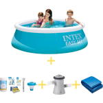 Intex Zwembad - Easy Set - 183 Cm - Inclusief Ways Onderhoudspakket, Filterpomp En Grondzeil - Blauw