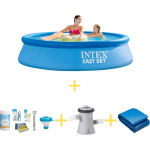 Intex Zwembad - Easy Set - 244 X 61 Cm - Inclusief Ways Onderhoudspakket, Filterpomp & Grondzeil - Blauw