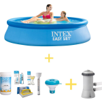 Intex Zwembad - Easy Set - 244 X 61 Cm - Inclusief Ways Onderhoudspakket & Filterpomp - Blauw