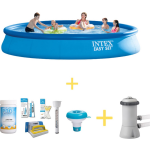 Intex Zwembad - Easy Set - 457 X 84 Cm - Inclusief Ways Onderhoudspakket & Filterpomp - Blauw