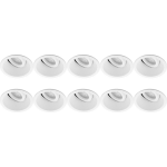 BES LED Spot Armatuur 10 Pack - Pragmi Zano Pro - Gu10 Fitting - Inbouw Rond - Mat Wit - Aluminium - Kantelbaar - Ø93mm