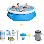 Bestway Zwembad - Fast Set - 244 X 66 Cm - Inclusief Ways Onderhoudspakket & Filterpomp - Blauw