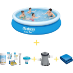 Bestway Zwembad - Fast Set - 366 X 76 Cm - Inclusief Ways Onderhoudspakket, Filterpomp & Grondzeil - Blauw