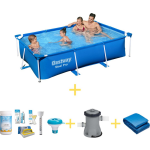 Bestway Zwembad - Steel Pro - 259 X 170 X 61 Cm - Inclusief Ways Onderhoudspakket, Filterpomp & Grondzeil - Blauw