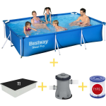 Bestway Zwembad - Steel Pro - 300 X 201 X 66 Cm - Inclusief Solarzeil, Filterpomp & Filter - Blauw