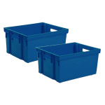 2x Stuks Kunststof Opbergkratten Stapelbaar Donker L44 X B35 X H24 Cm - Opbergbox - Blauw