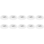 BES LED Spot Armatuur 10 Pack - Pragmi Domy Pro - Gu10 Fitting - Inbouw Rond - Mat Wit - Aluminium - Verdiept - Kantelbaar -