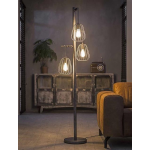 Livin24 Industriële Vloerlamp Holly 3-lichts Oud Zilver Staaldraad