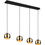 BES LED Led Hanglamp - Hangverlichting - Trion Flatina - E14 Fitting - 4-lichts - Rechthoek - Mat/goud - Aluminium - Zwart