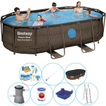 Bestway Power Steel Swim Vista Ovaal 427x250x100 Cm - Zwembad Combi Deal - Bruin