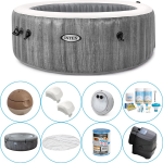 Intex - Greywood Deluxe - Jacuzzi - 216 X 71 Cm Inclusief Onderhoudspakket - Grijs