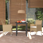 Vidaxl 3-delige Tuinset Met Kussens Poly Rattan - Beige