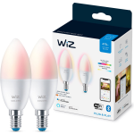 WIZ Kaarslamp Gekleurd en licht E14 2-pack - Wit
