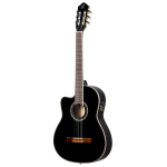 Ortega RCE145LBK Family Series Pro Full-Size Guitar Black linkshandige E/A klassieke gitaar met gigbag
