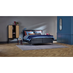 Boxspring Emerald Vlak Met Gestoffeerd Matras - 140 x 210 cm - navy