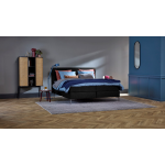 Boxspring Emerald Vlak Met Gestoffeerd Matras - 160 x 220 cm - black - Zwart