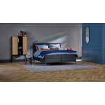 Boxspring Emerald Vlak Met Gestoffeerd Matras - 200 x 200 cm - navy