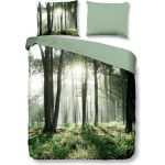 Snoozing Forest Flanel Dekbedovertrek - 1-persoons (140x200/220 Cm + 1 Sloop) - Groen