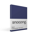 Snoozing Flanel Kussenslopen (Set Van 2) - 100% Geruwde Flanel-katoen - 60x70 Cm - Standaardmaat - Navy - Blauw