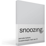 Snoozing Percale Katoen Kussenslopen (Set Van 2) - 100% Percale Katoen - 60x70 Cm - Standaardmaat - - Grijs