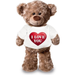 Knuffelbeer I Love You Met Rood Hartje 24 Cm - Valentijn/ Romantisch Cadeau - Bruin